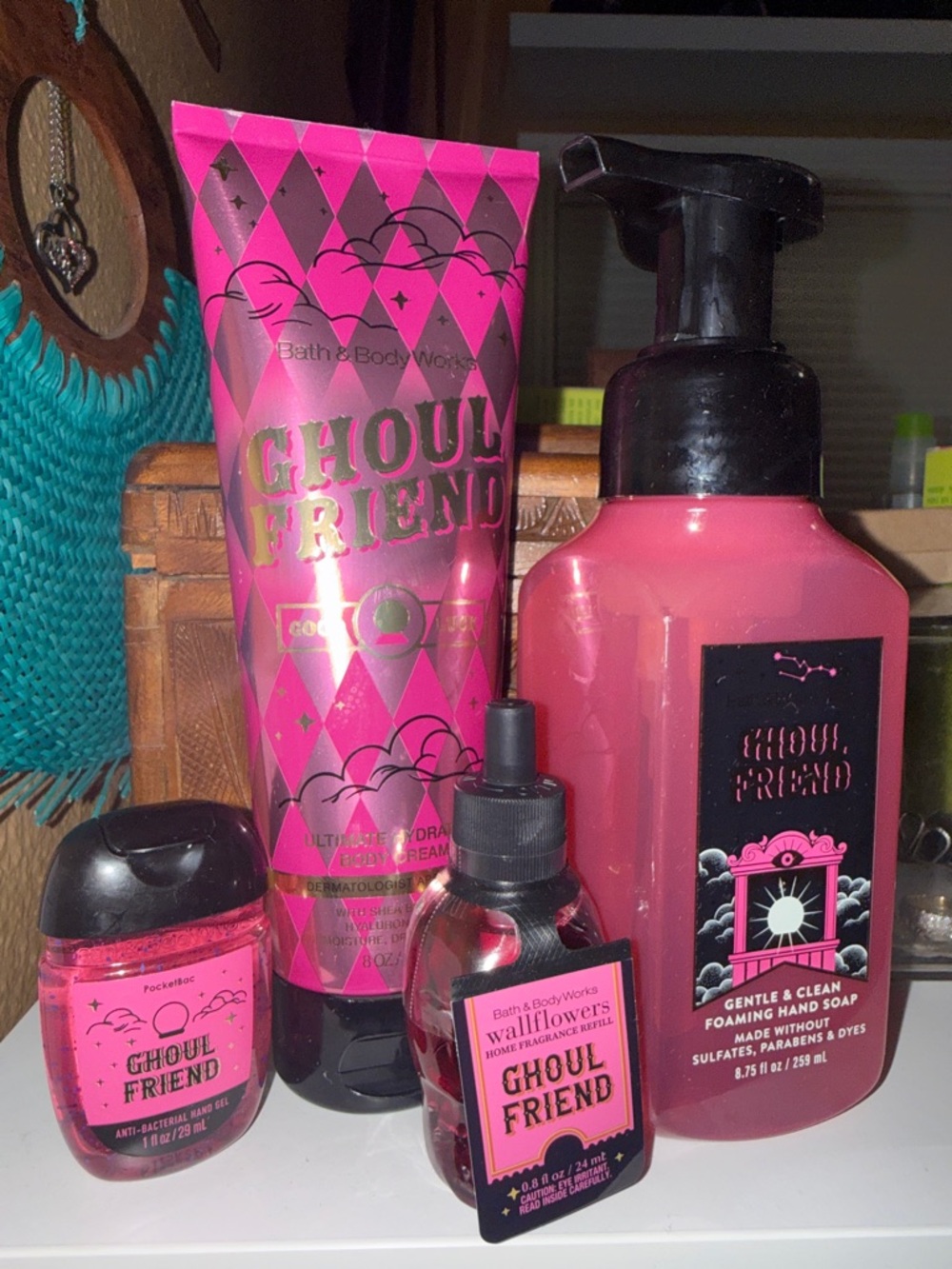 Bath & Body Works Ghoul Friend Pink Bath & Body Set - Bright Pink Bottles